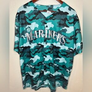 Seattle Mariners Armed Forces Teal and Black Camo Baseball Jersey Men’s XL